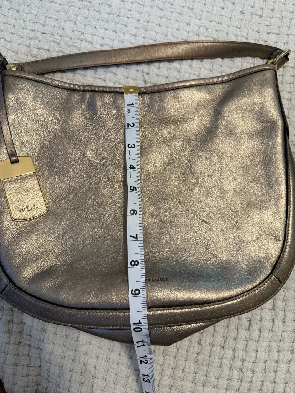 Ralph Lauren Metallic Taupe Shoulder Hobo with Gold Tag